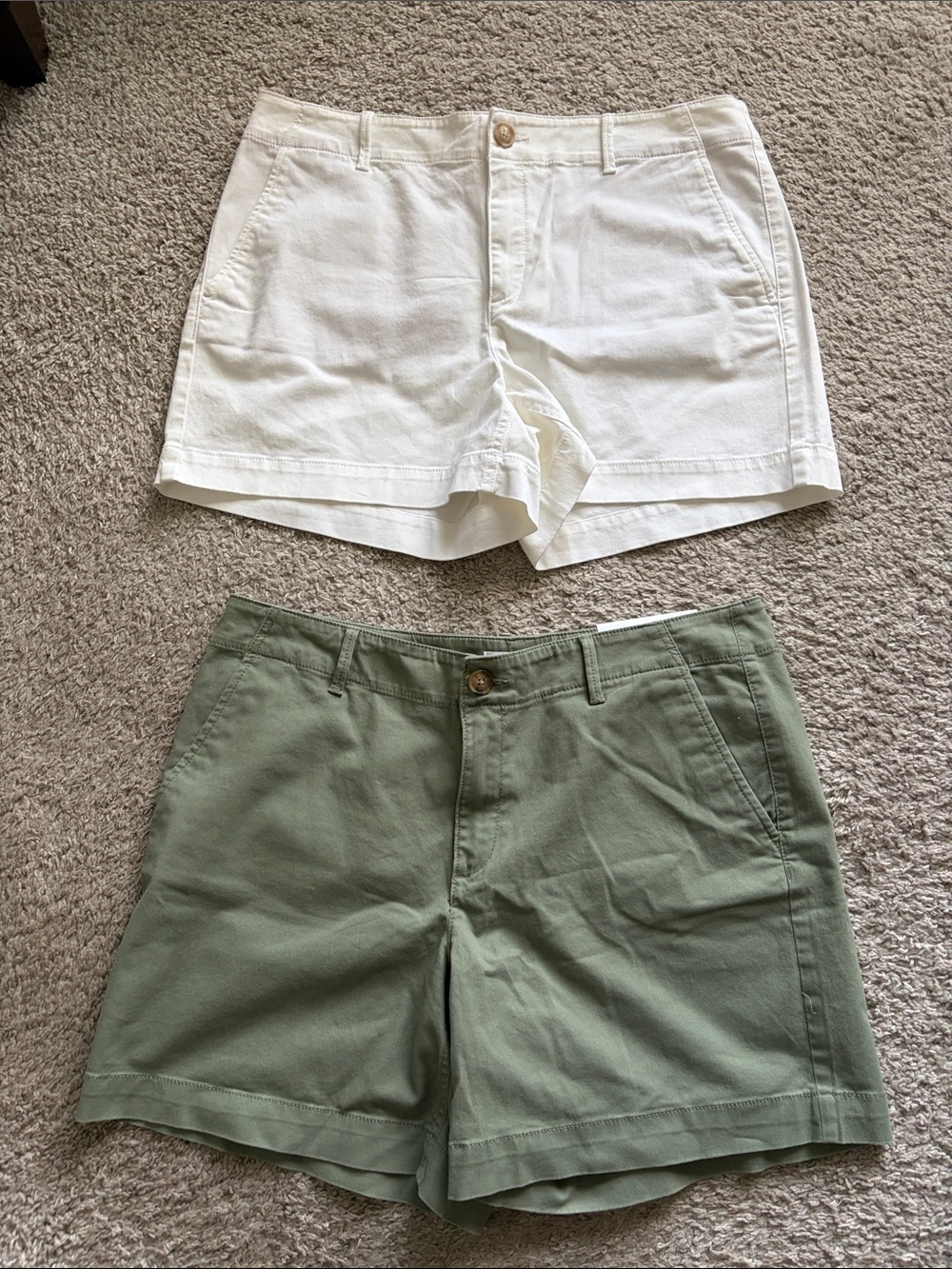 LOFT Cotton Shorts Duo — White & Olive